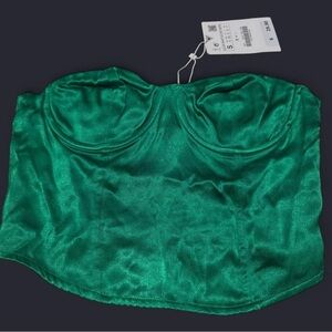 Zara Green Satin Crop Top